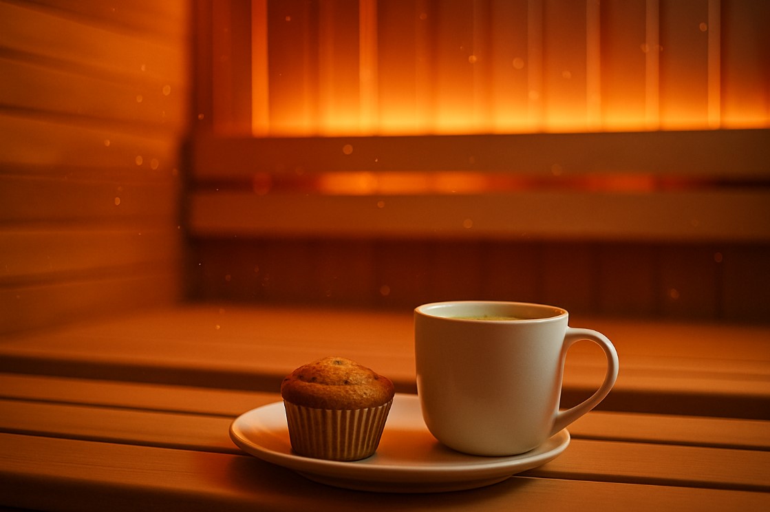 Illustration Sauna + Afterglow Muffin & Drink